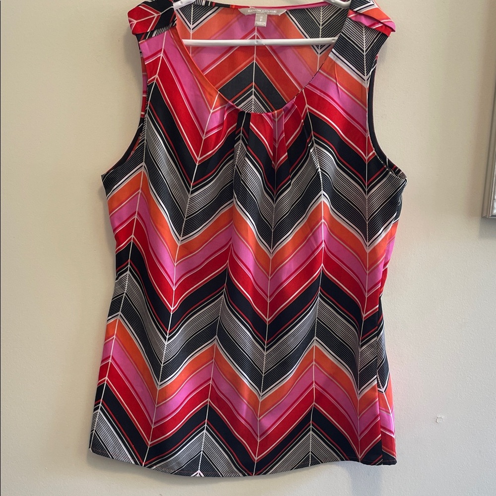 Banana Republic Chevron Sleeveless Shell in Pink, Black & Orange